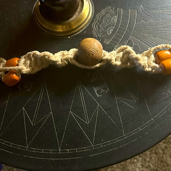 Vintage 90s Hemp Choker Necklace w/ 5 beads - Picture 2 of 3